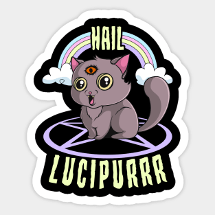 Cute Satanic Hail Lucipurr Rainbow Kitty Goth Sticker